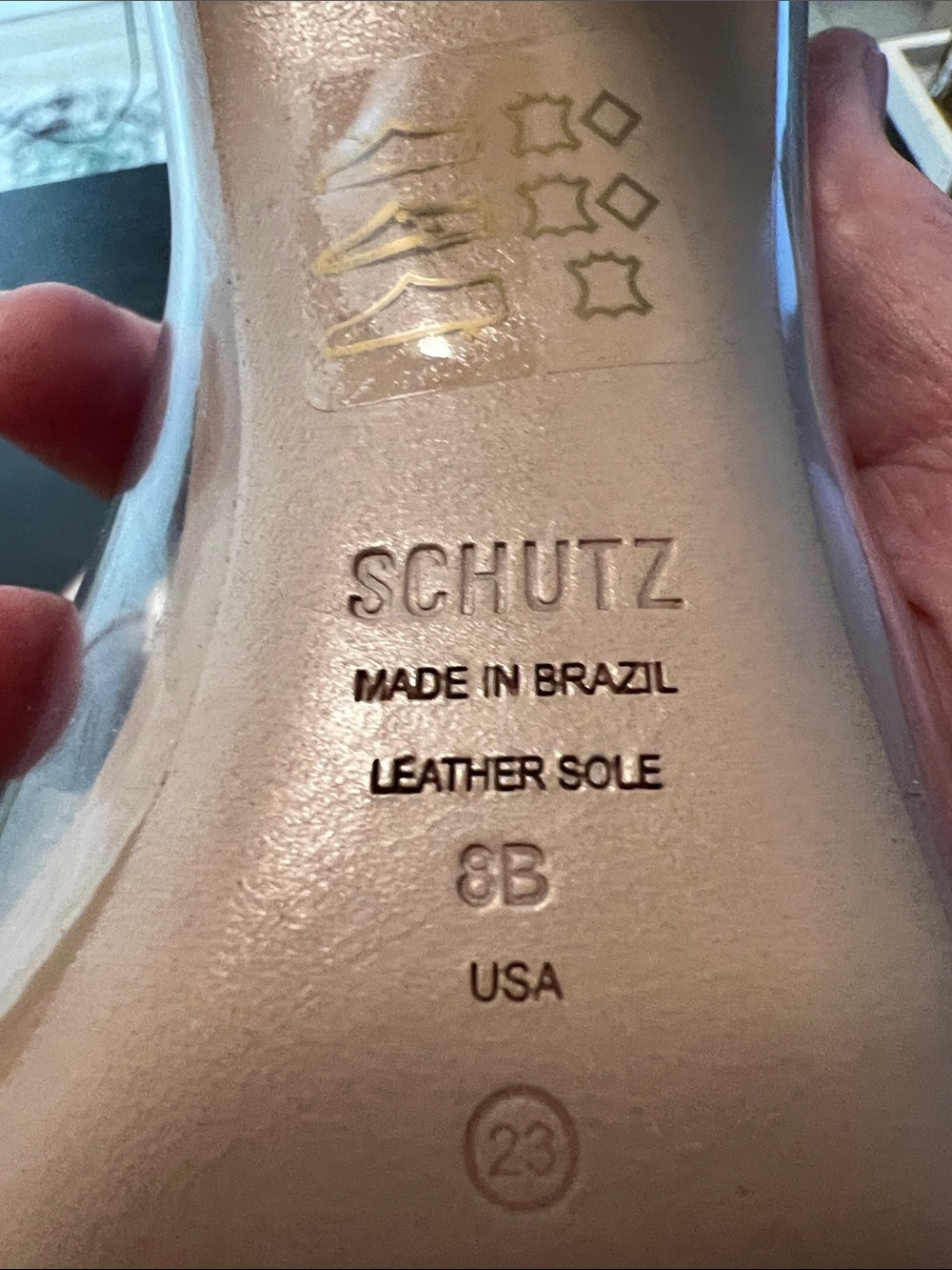 Schutz Cendi NWOB Transparent PVC Panel Nude Patent Leather Toe High Heels 8B - Picture 6 of 9